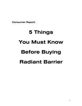 5 Things You Must Know Before Buying Radiant Barrier