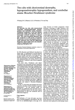 Hypogonadotrophic Hypogonadism, and Cerebellar J Med Genet: First Published As 10.1136/Jmg.34.9.767 on 1 September 1997