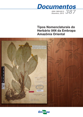 Tipos Nomenclaturais Do Herbário IAN Da Embrapa Amazônia Oriental ISSN 1983-0513 Dezembro, 2012