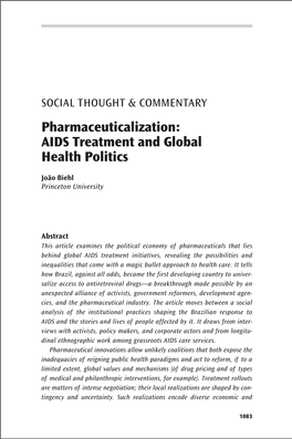 Pharmaceuticalization: AIDS Treatment and Global Health Politics