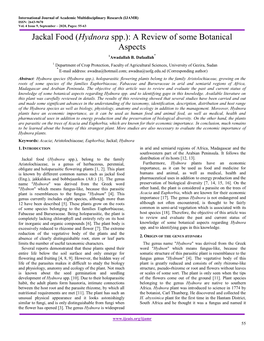 Hydnora Spp.): a Review of Some Botanical Aspects 1Awadallah B