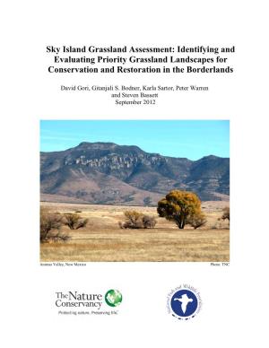 Sky Island Grassland Assessment: Identifying and Evaluating Priority Grassland Landscapes for Conservation and Restoration in the Borderlands