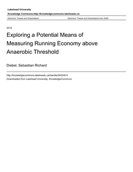 Exploring a Potential Means of Measuring Running Economy Above Anaerobic Threshold