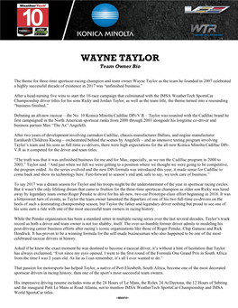 WAYNE TAYLOR Team Owner Bio