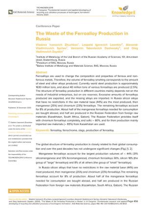 The Waste of the Ferroalloy Production in Russia