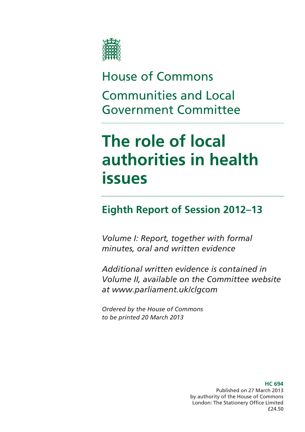 The Role of Local Authorities in Health Issues