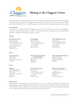 Dining at the Claggett Center