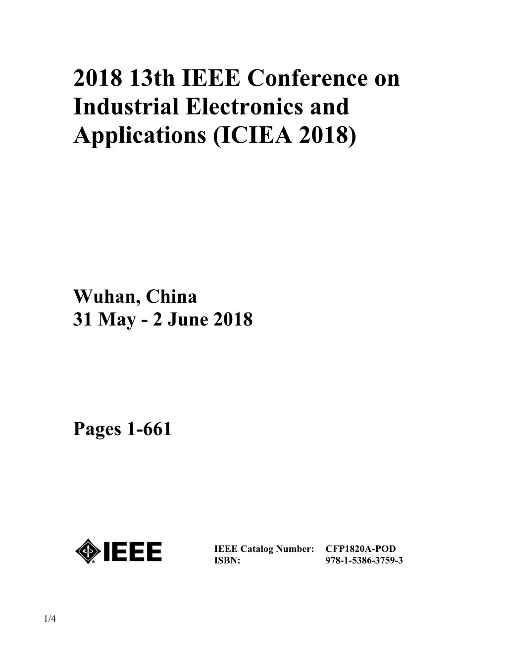 2018 13Th IEEE Conference on Industrial Electronics and Applications