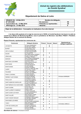 Département De Saône Et Loire Extrait Du Registre Des Délibérations Du