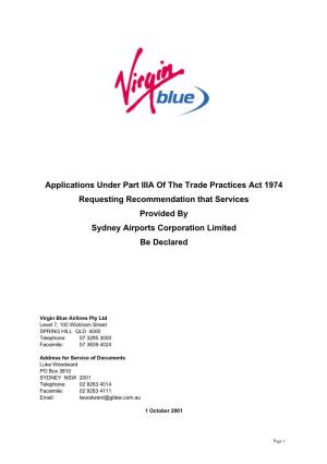 Application for Declaration of Services Provided by Sydney Airports