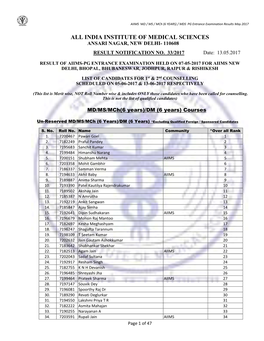 All India Institute of Medical Sciences Ansari Nagar, New Delhi- 110608