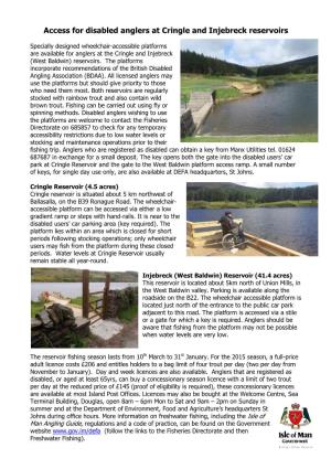 Access for Disabled Anglers at Cringle and Injebreck Reservoirs