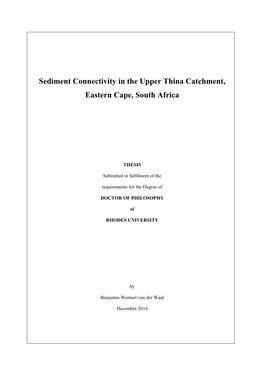 Sediment Connectivity in the Upper Thina Catchment, Eastern Cape, South Africa