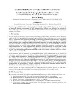 The HANDS-IONS Daytime Camera for GEO Satellite Characterization