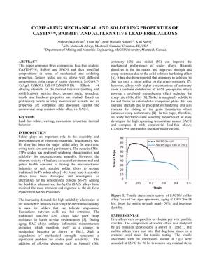 Comparing Mechanical and Soldering Properties of Castin™, Babbitt and Alternative Lead-Free Alloys