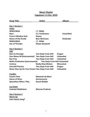 Music Playlist Capstone 1-5 Oct. 2019 Song Title___