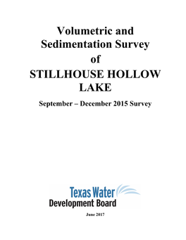 STILLHOUSE HOLLOW LAKE September – December 2015 Survey