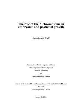 The Role of the X Chromosome in Embryonic and Postnatal Growth