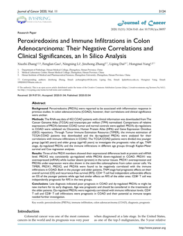 Peroxiredoxins and Immune Infiltrations in Colon Adenocarcinoma