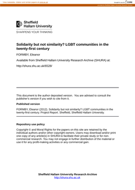 LGBT Communities in the Twenty-First Century FORMBY, Eleanor Available from Sheffield Hallam University Research Archive (SHURA) At