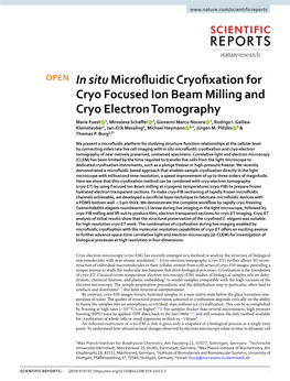 In Situ Microfluidic Cryofixation for Cryo Focused Ion Beam Milling and Cryo Electron Tomography