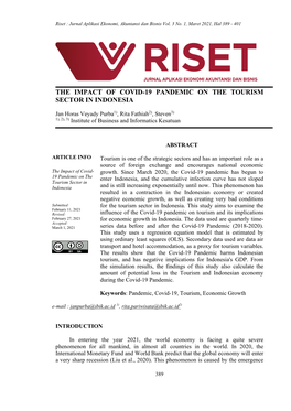 The Impact of Covid-19 Pandemic on the Tourism Sector in Indonesia