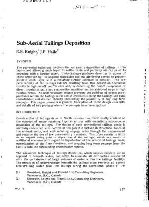 Sub-Aerial Tailings Deposition R.B