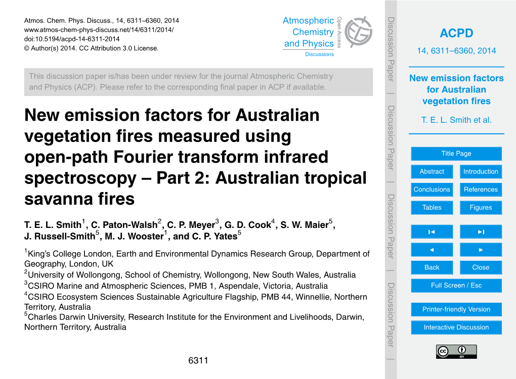 New Emission Factors for Australian Vegetation Fires