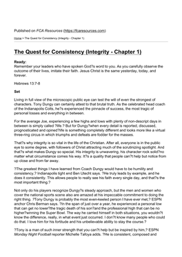 The Quest for Consistency (Integrity - Chapter 1)