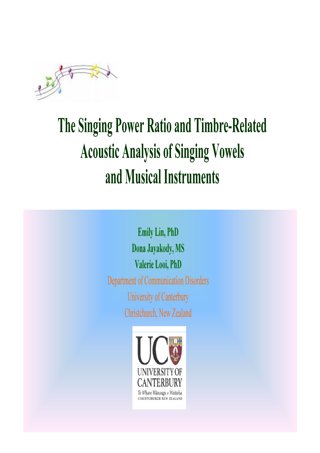 Acoustic Analysis of Singing Vowels and Musical Instruments