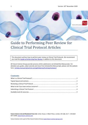 Guide to Performing Peer Review for Clinical Trial Protocol Articles