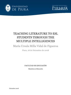 Teaching Literature to Esl Students Through the Multiple Intelligences
