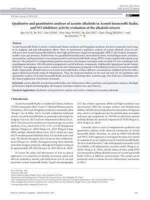 Qualitative and Quantitative Analyses of Aconite Alkaloids in Aconiti