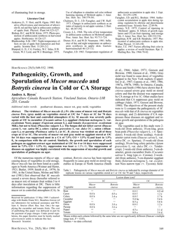 Pathogenicity, Growth, and Sporulation of Mucor Mucedo And