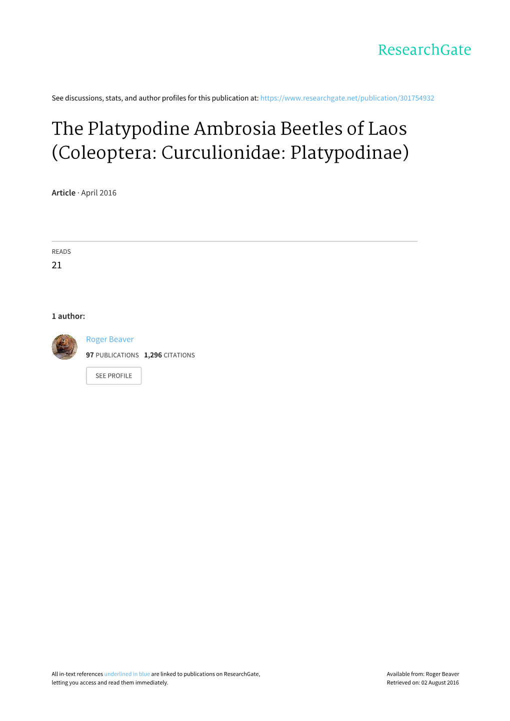 The Platypodine Ambrosia Beetles of Laos (Coleoptera: Curculionidae: Platypodinae)