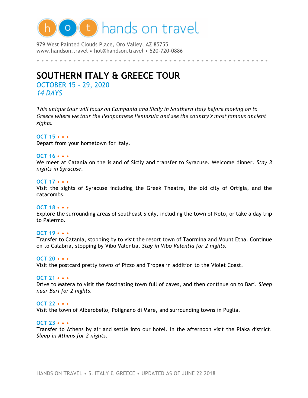 Southern Italy & Greece Tour