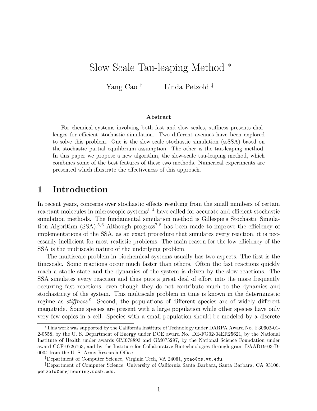 Slow Scale Tau-Leaping Method ∗