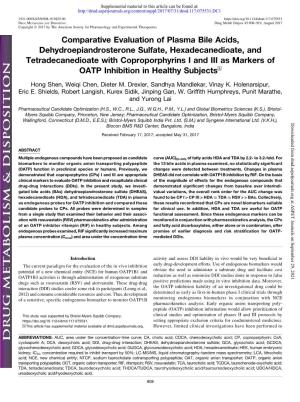 Comparative Evaluation of Plasma Bile Acids, Dehydroepiandrosterone Sulfate, Hexadecanedioate, and Tetradecanedioate with Coprop