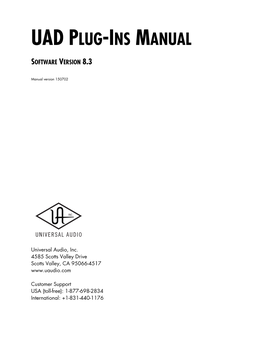 Uad Plug-Ins Manual