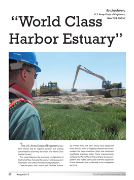 “World Class Harbor Estuary” for Future Goals Outlined in the CRP, Which When New York Federal Navigation Channel To: Generations