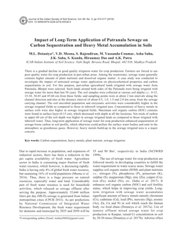 Impact of Long-Term Application of Patranala Sewage on Carbon Sequestration and Heavy Metal Accumulation in Soils