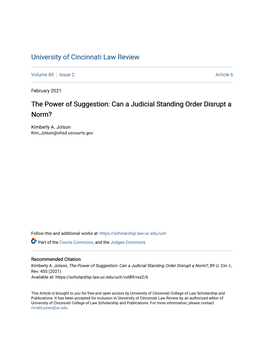 Can a Judicial Standing Order Disrupt a Norm?