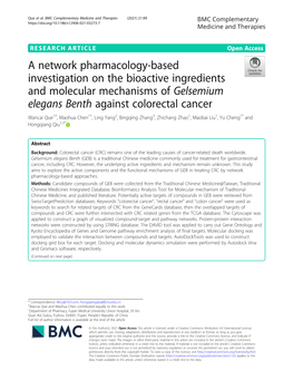 A Network Pharmacology-Based Investigation on the Bioactive
