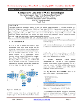 Comparative Analysis of WAN Technologies