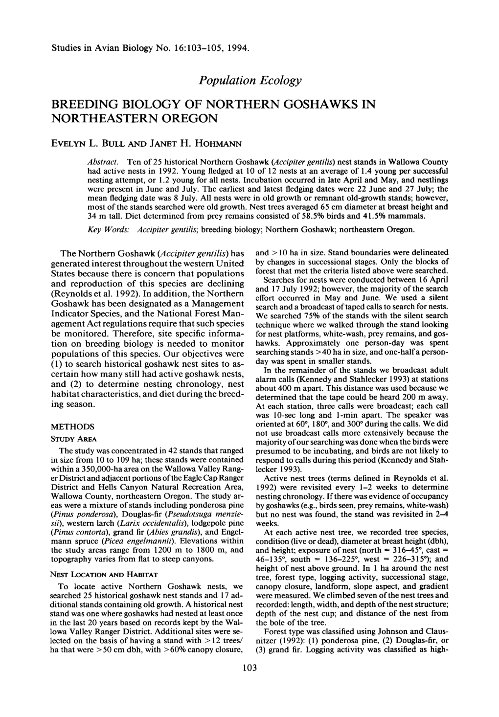 The Northern Goshawk: Ecology and Management