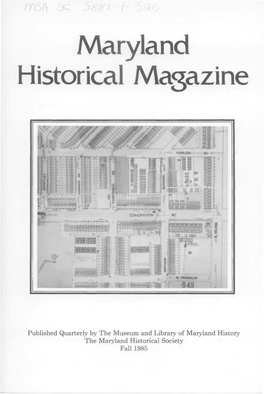 Maryland Historical Magazine, 1985, Volume 80, Issue No. 3
