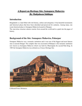 A Report on Heritage Site: Somapura Mahavira by Mahjabeen Siddique