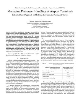 Managing Passenger Handling at Airport Terminals Individual-Based Approach for Modeling the Stochastic Passenger Behavior