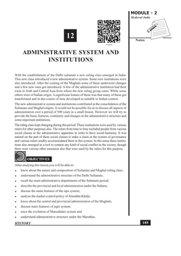 12. Administrative System and Institutions
