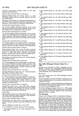 NEW ZEALAND GAZETTE 1237 Measured South-Easterly, Generally, Along the Said State 2